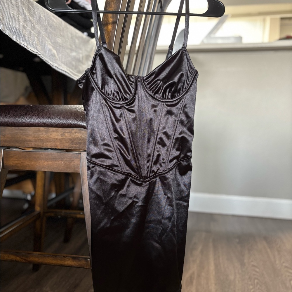 Sleek Black Satin Dress